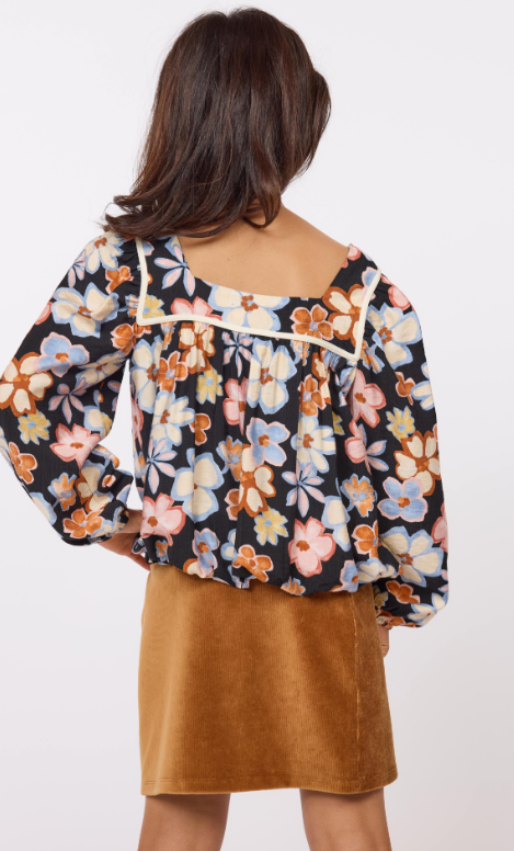 SADIE AND SAGE TWEEN POSEY BUBBLE WOVEN TOP