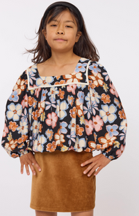 SADIE AND SAGE TWEEN POSEY BUBBLE WOVEN TOP