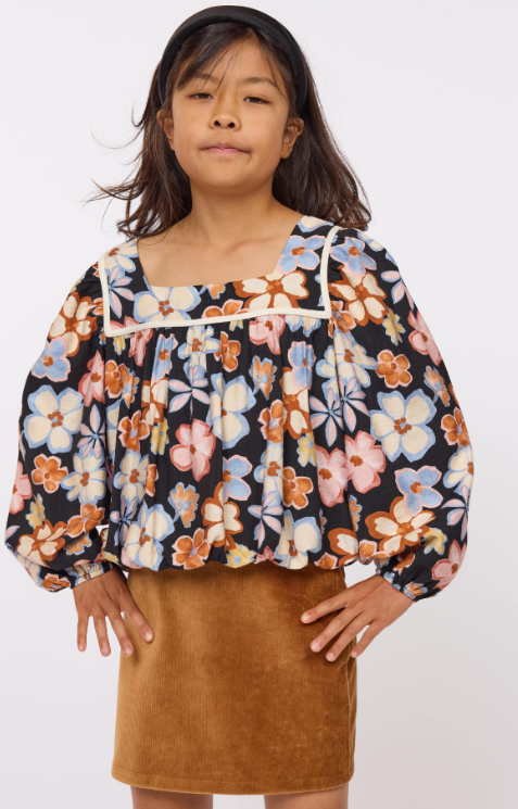 SADIE AND SAGE TWEEN POSEY BUBBLE WOVEN TOP