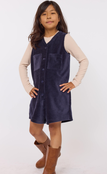 SADIE AND SAGE TWEEN MORRISON ROMPER NAVY