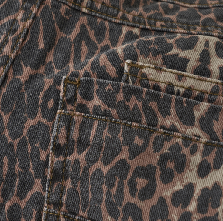 CREAMIE CHEETAH JEANS WIDE LEG