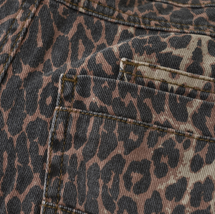 CREAMIE CHEETAH JEANS WIDE LEG
