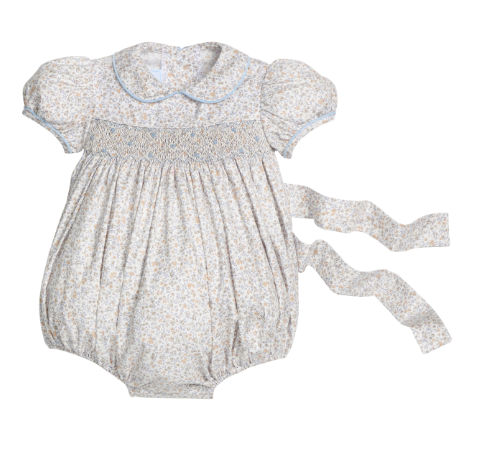 LITTLE ENGLISH SMOCKED PETER PAN BUBBLE WINTHROP FLORAL