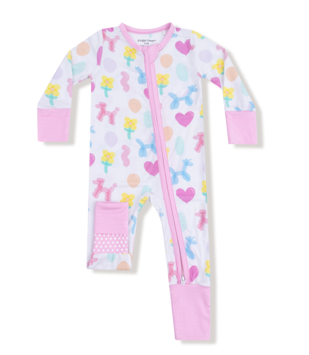 ANGEL DEAR BALLOON ANIMALS PINK 2 WAY ZIPPER ROMPER
