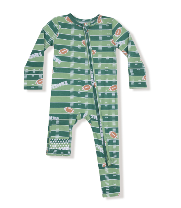 ANGEL DEAR FOOTBALL FIELD GLOW IN THE DARK 2 WAY ZIPPER ROMPER