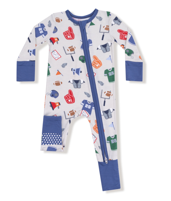 ANGEL DEAR GAME DAY GREY 2 WAY ZIPPER ROMPER
