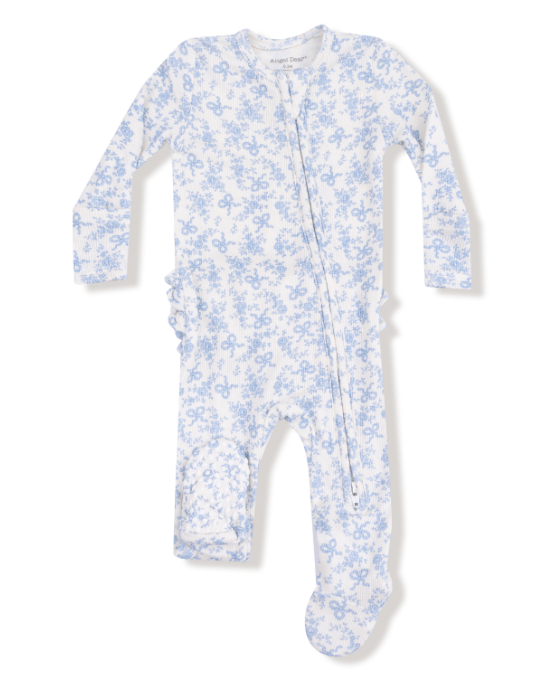 ANGEL DEAR ROMI FLORAL 2 WAY ZIPPER RUFFLE BACK FOOTIE
