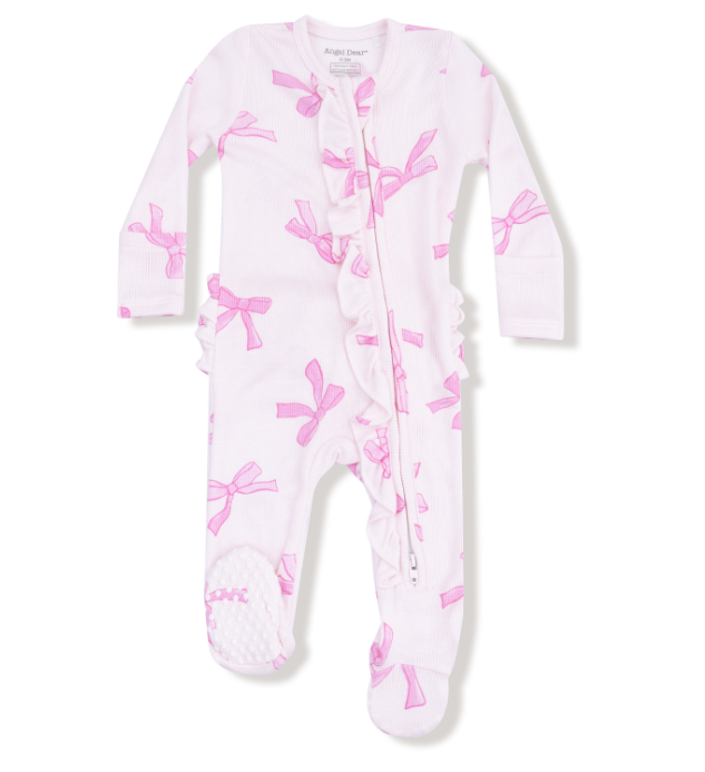 ANGEL DEAR PRETTY BOWS 2 WAY ZIPPER RUFFLE FOOTIE