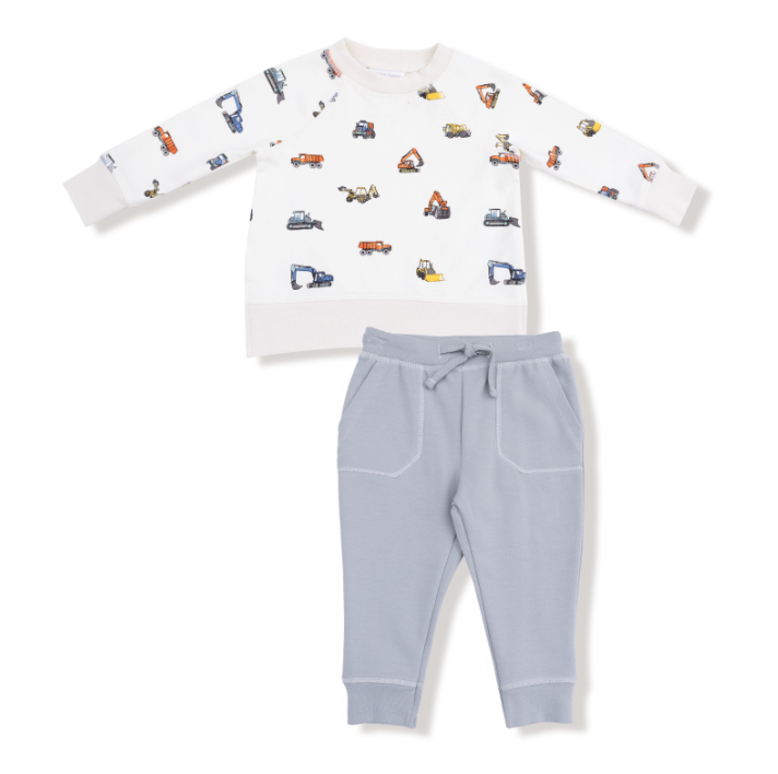 ANGEL DEAR CONSTRUCTION VEHICLES FRENCH TERRY JOGGER SET