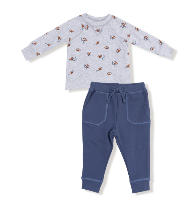 ANGEL DEAR FRENCH TERRY SPORT FOOTBALL FIELD GOAL JOGGER SET