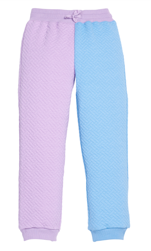 BISBY COLOR BLOCK JOGGER LAVENDER & BLUE QUILTED TRELLIS
