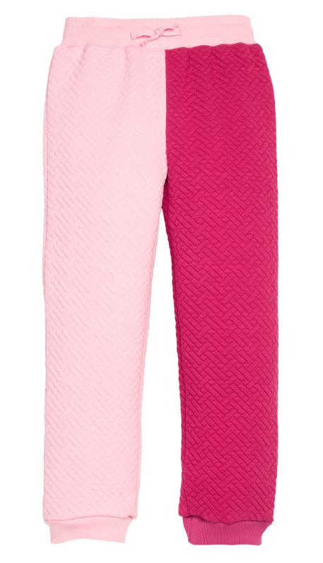 BISBY COLOR BLOCK JOGGER  PINK & CRANBERRY QUILTED TRELLIS