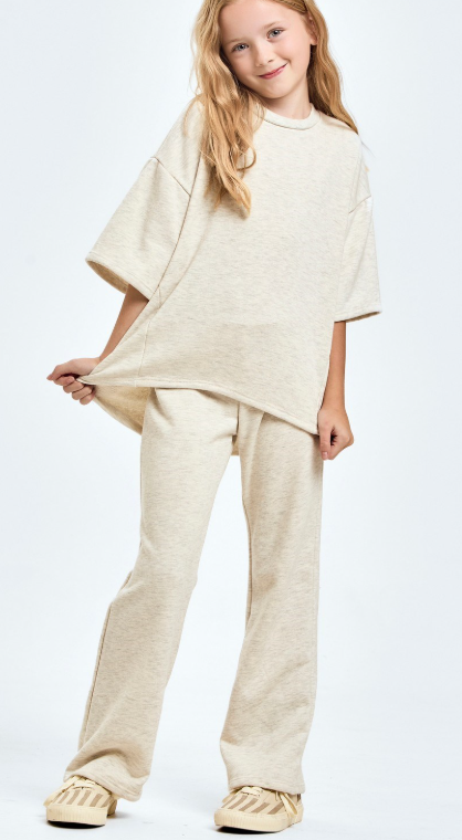GOOD GIRL LIGHT GREY COTTON FRENCH TERRY PANT SET
