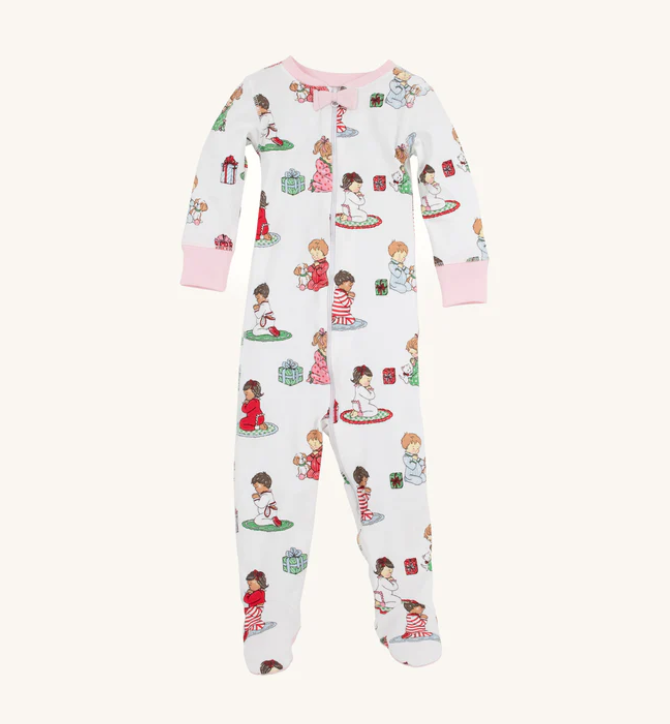 TBBC NOELLE'S NIGHT NIGHT FOOTIE HOLIDAY PATIENCE AND PRAYERS PALM BEACH PINK