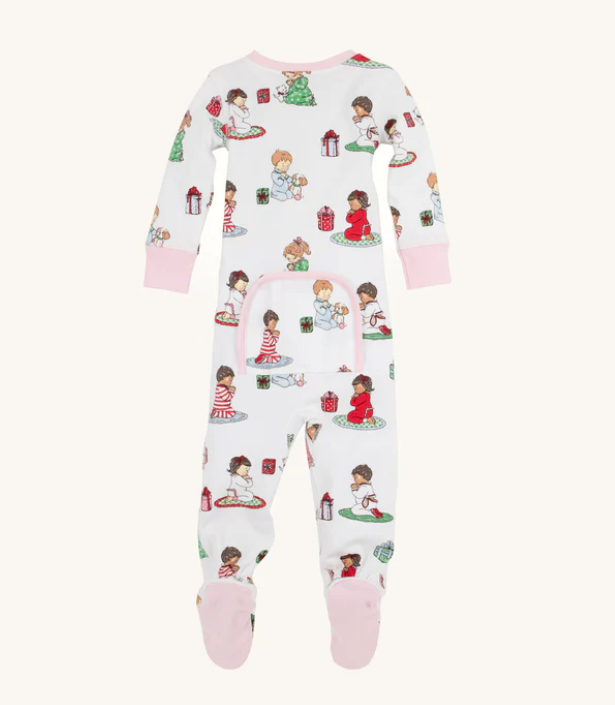 TBBC NOELLE'S NIGHT NIGHT FOOTIE HOLIDAY PATIENCE AND PRAYERS PALM BEACH PINK