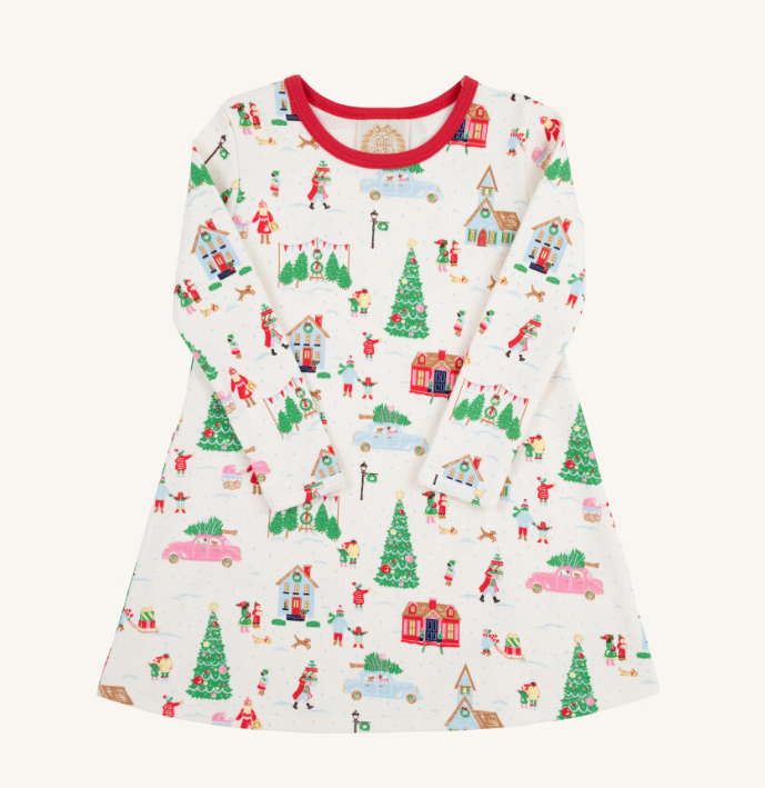 TBBC LONG SLEEVE POLLY PLAY DRESS MAKE THE SEASON BRIGHT