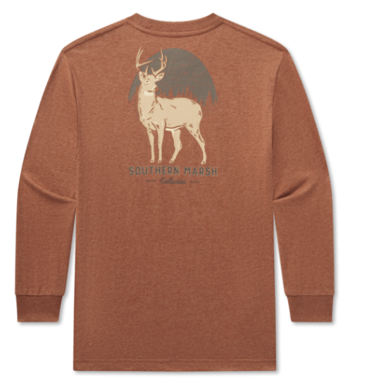 SOUTHERN MARSH YOUTH LS EIGHT POINT TEE WASHED WALNUT