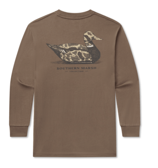 SOUTHERN MARSH YOUTH LS VINTAGE DUCK DECOY TEE CAMO CARAJILLO BROWN