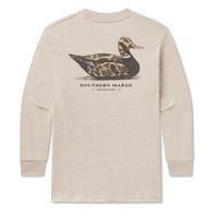 SOUTHERN MARSH YOUTH LS VINTAGE DUCK DECOY TEE CAMO WASHED OATMEAL