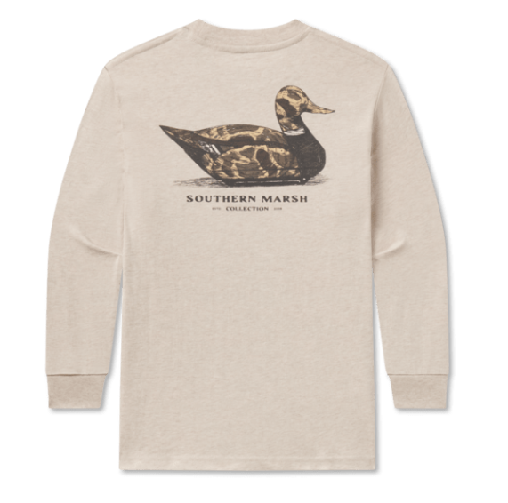 SOUTHERN MARSH YOUTH LS VINTAGE DUCK DECOY TEE CAMO WASHED OATMEAL