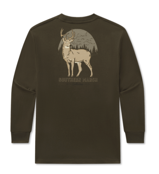 SOUTHERN MARSH YOUTH LS EIGHT POINT TEE DARK OLIVE