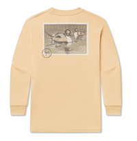SOUTHERN MARSH YOUTH LS DUCKSTAMP PINTAIL TEE AUDUBON TAN