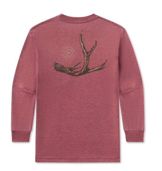 SOUTHERN MARSH YOUTH LS SEAWASH TEE RUT CRIMSON