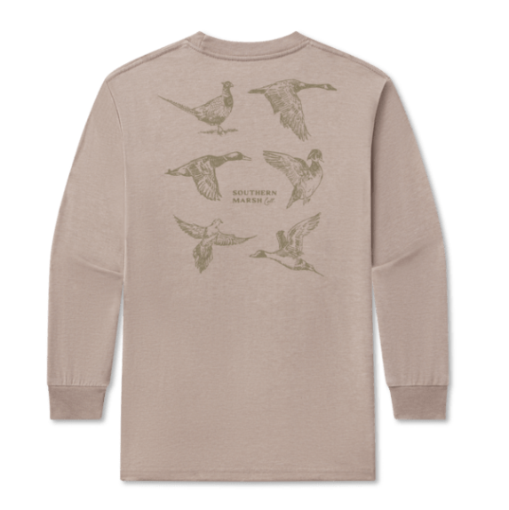 SOUTHERN MARSH YOUTH LS SEAWASH TEE FIELD SKETCHES BURNT TAUPE