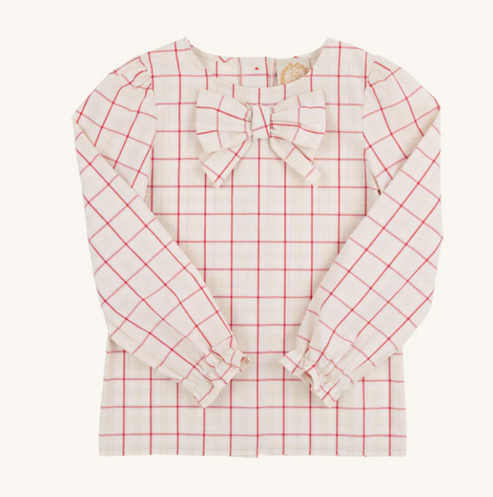 TBBC BEATRICE BOW BLOUSE WOVEN YARN OAK PARK PLAID