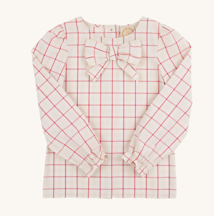 TBBC BEATRICE BOW BLOUSE WOVEN YARN OAK PARK PLAID