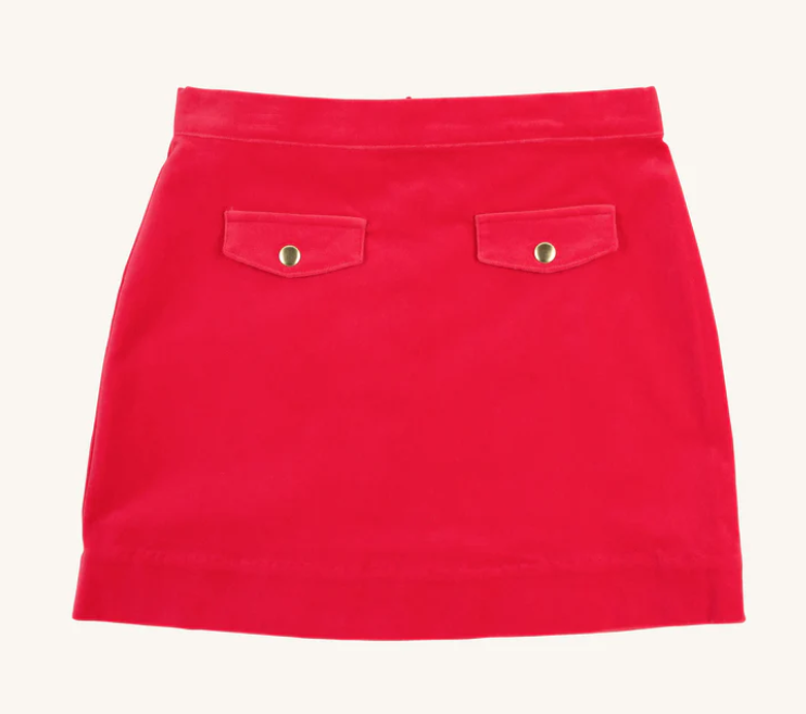 TBBC PERRIN POCKET SKIRT VELVETEEN RICHMOND RED
