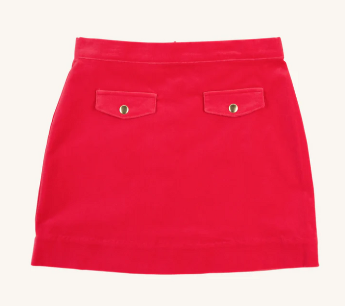 TBBC PERRIN POCKET SKIRT VELVETEEN RICHMOND RED