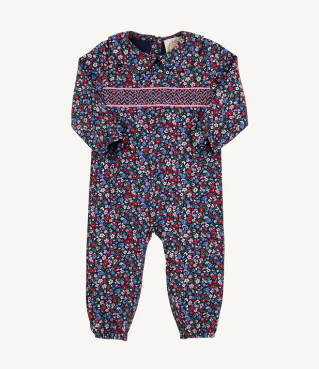 TBBC RIGSBY ROMPER FAIRFAX FARM FLORAL/HAMPTONS HOT PINK