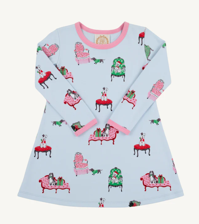 TBBC LONG SLEEVE POLLY PLAY DRESS PAWRECIOUS/ HAMPTONS HOT PINK