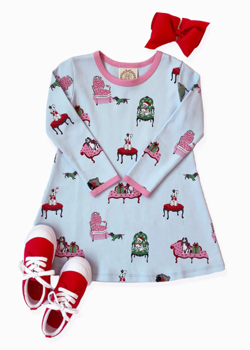 TBBC LONG SLEEVE POLLY PLAY DRESS PAWRECIOUS/ HAMPTONS HOT PINK