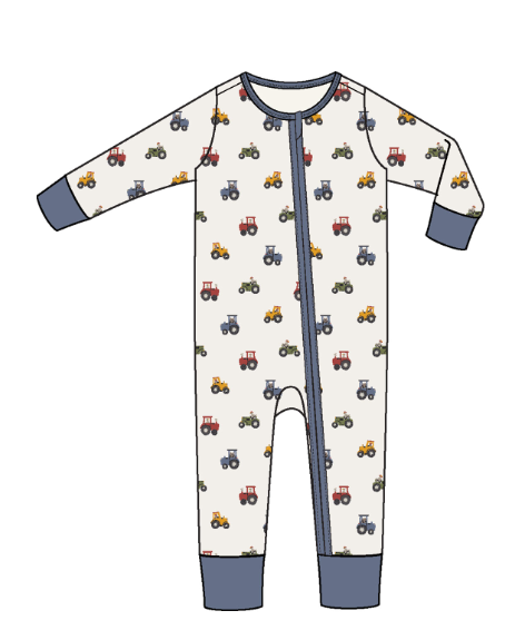 ANGEL DEAR MINI TRACTORS 2 WAY ZIPPER ROMPER