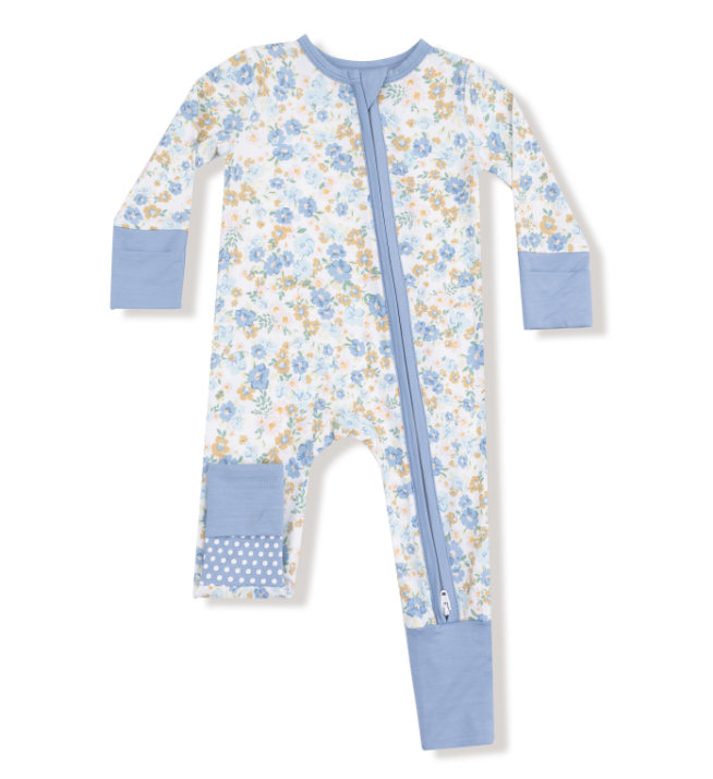 ANGEL DEAR SWEET ROSE CALICO 2 WAY ZIPPER ROMPER