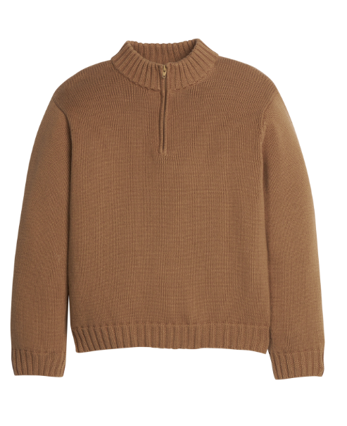 LITTLE ENGLISH QUARTER ZIP SWEATER CHESTNUT