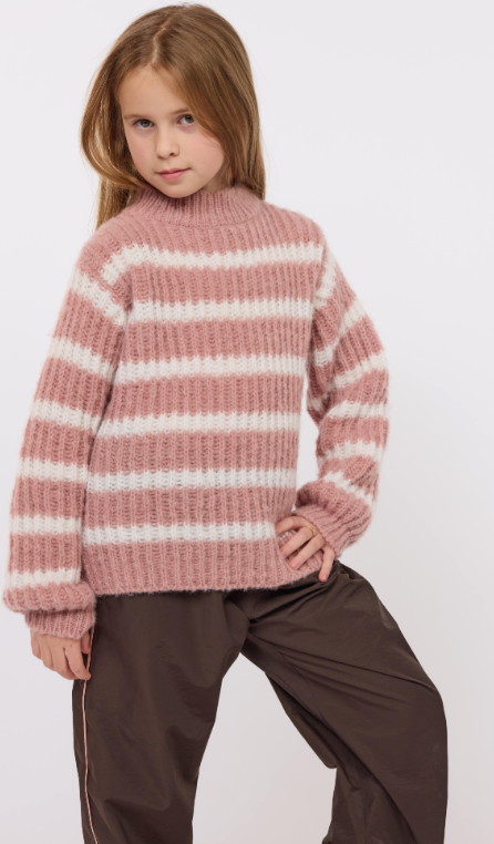 SADIE & SAGE HIGH NECK STRIPED SWEATER