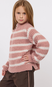 SADIE & SAGE HIGH NECK STRIPED SWEATER