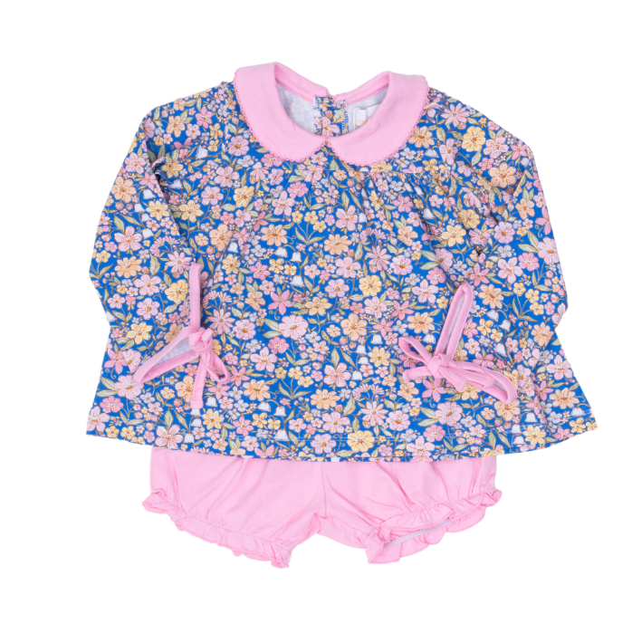 THE OAKS MARY CHARLOTTE DITSY NAVY PINK WATERCOLOR