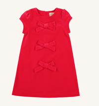 TBBC BETTS BOW DRESS RICHMOND RED VELVETEEN