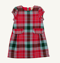 TBBC BETTS BOW DRESS WILSON PIER PLAID/RICHMOND RED