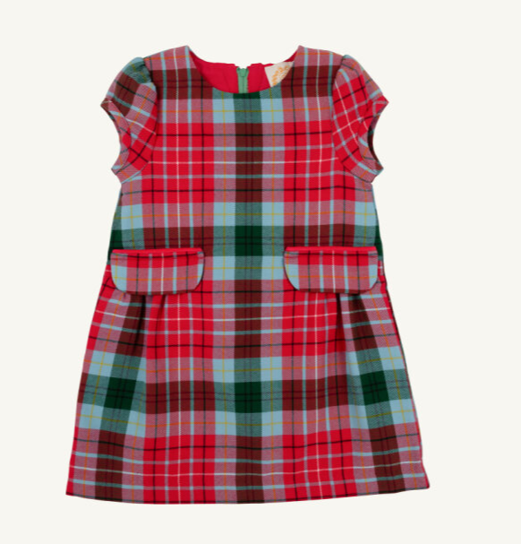 TBBC BETTS BOW DRESS WILSON PIER PLAID/RICHMOND RED