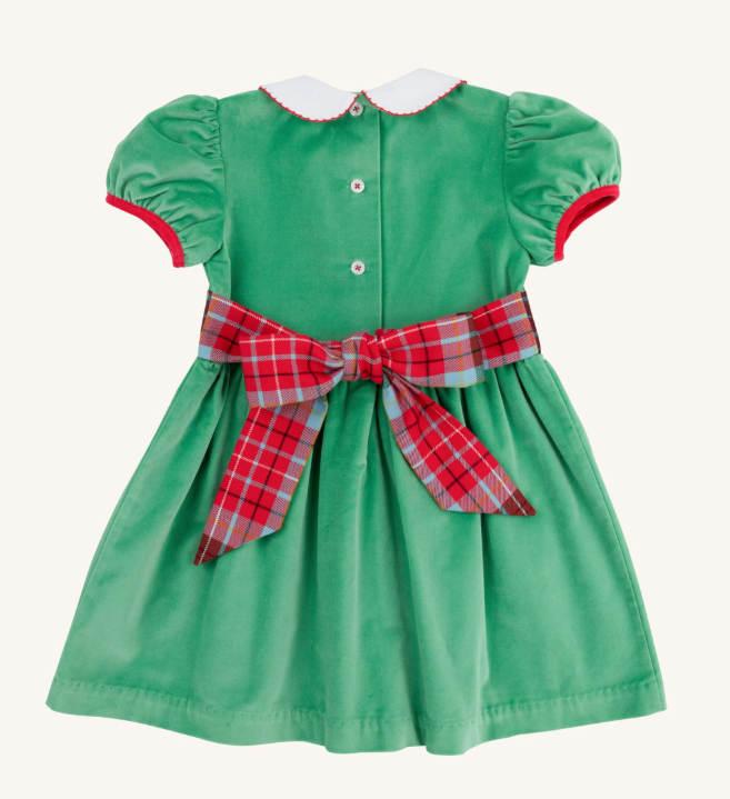 TBBC CINDY LOU SASH DRESS LIWAH KELLY GREEN/WILSON PIER PLAID