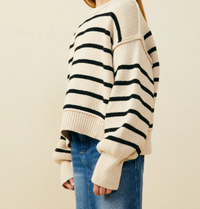 HAYDEN GIRLS DROP SHOULDER PUFF SLEEVE STRIPED TOP