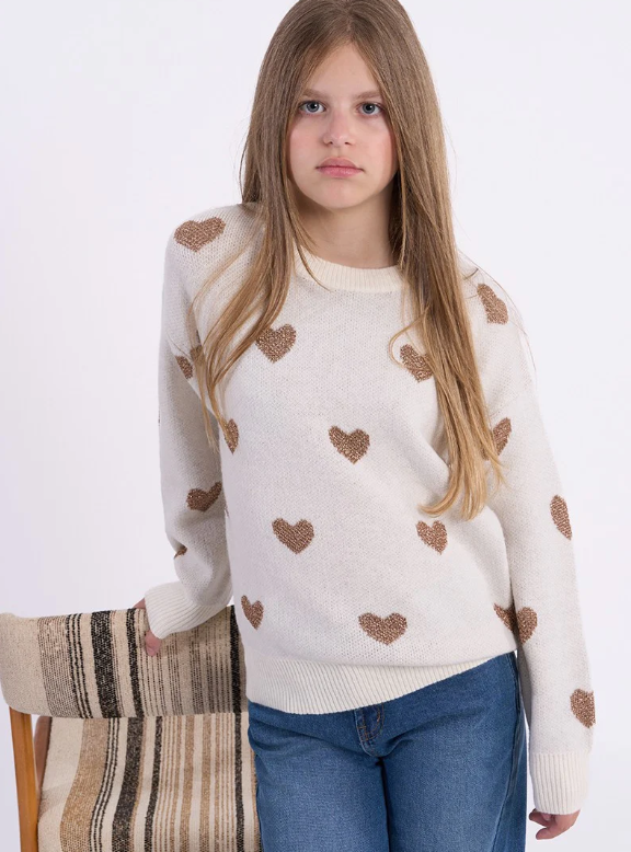 MOLLY BRACKEN KNIT SWEATER WITH HEARTS