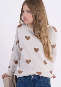 MOLLY BRACKEN KNIT SWEATER WITH HEARTS