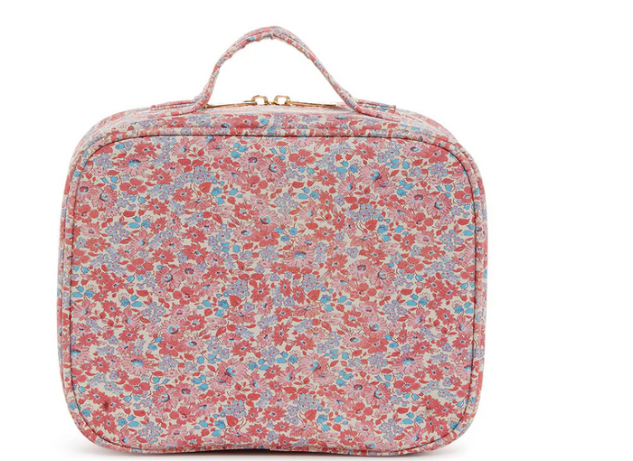 TRVL LUXE COSMETIC TOILETRY CASE MARSEILLE WITH PINK PINSTRIPE LINER