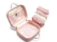 TRVL LUXE COSMETIC TOILETRY CASE MARSEILLE WITH PINK PINSTRIPE LINER